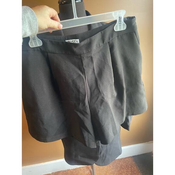 NEW Why Women's XL Blazer Short Set Black Ruched Sleeve Pleated Shorts - Picture 2 of 6